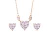 Hot Selling Romantic Gold and Silver Plated Jewelry Set Shining Zircon Heart Pendant Earrings Pendant Necklace for Women Gift