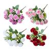 Artificial Rose Flower Branch with Stem Realistic Reusable Wedding Party Bridal Bouquet Floral Arrangement Faux Flower Indoor Outdoor Decoration Photo