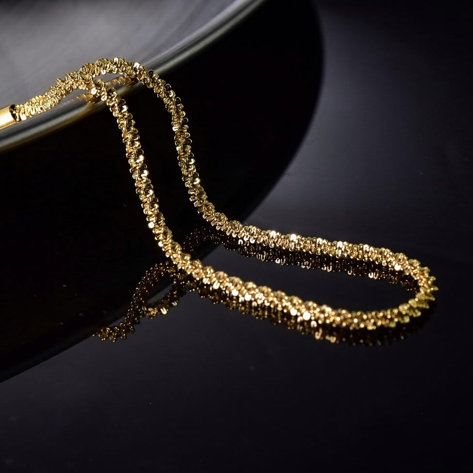 [Lucliss] Chain Necklace, Sparkling Chain, Surgical Stainless Steel 316L, Gold