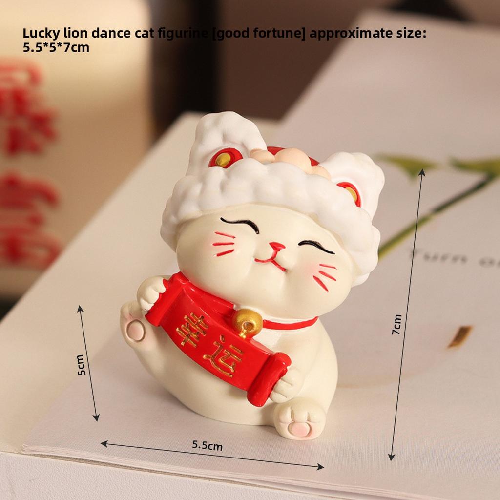 Xian Lion Money-Bringing Cat Small Decorative Piece Cute Creative Home Office Desk Vehicle Decoration Set