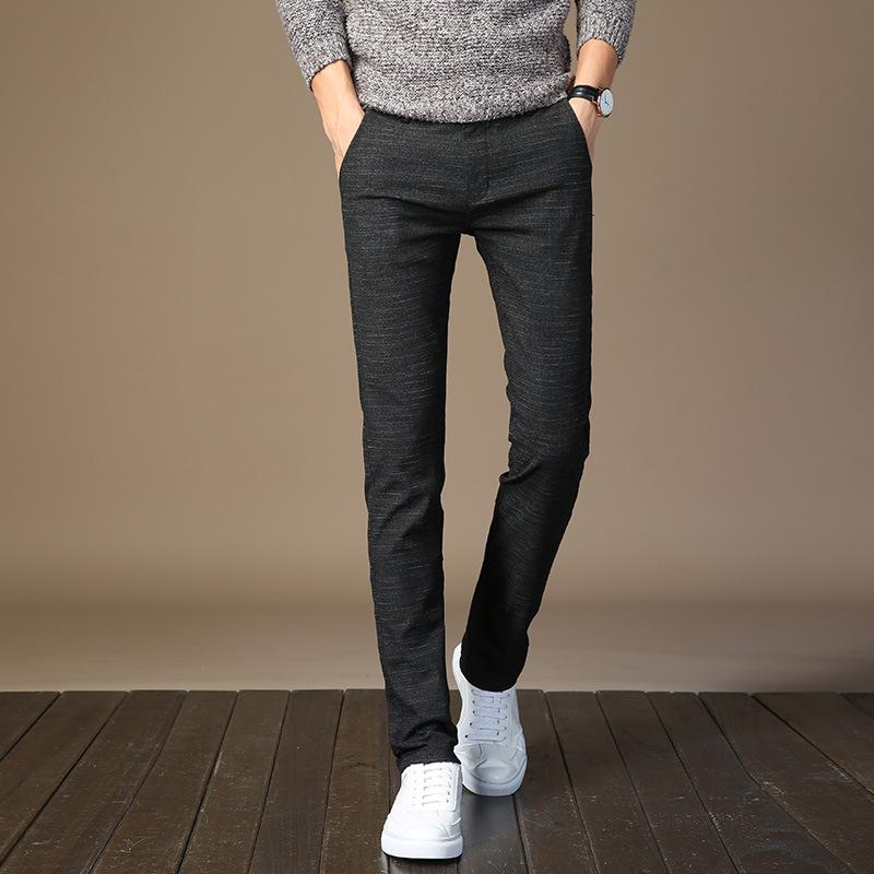 Summer New Casual Trousers Male Slim Korean Version of The Trend of Grinding Cotton Linen Trousers Men's Youth Small Straight Trousers