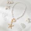 Fashion Irregular Imitation Pearls Shell Necklace for Women Exaggerated Metal Starfish Pendant Necklace Bohemian Jewelry Gifts