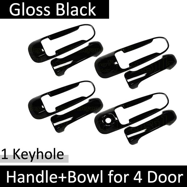 

for Dodge Ram Pickup 1500 2500 3500 2002 2003 2004 2005 2006 2007 2008 Gloss Black Door Handle Cover Stickers Car Accessories 4HandleBowl 1Keyhole