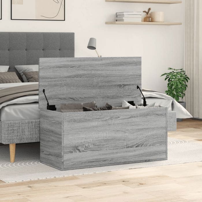 VidaXL Boîte de rangement sonoma gris 100x42x46 cm bois d'ingénierie, boîte à couvertures, coffre de rangement, boîte de 840665