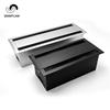 Aluminum Alloy Double Flip-Top Cable Entry Box for Desks – Cable Management with Recessed Socket and Bottom Box.