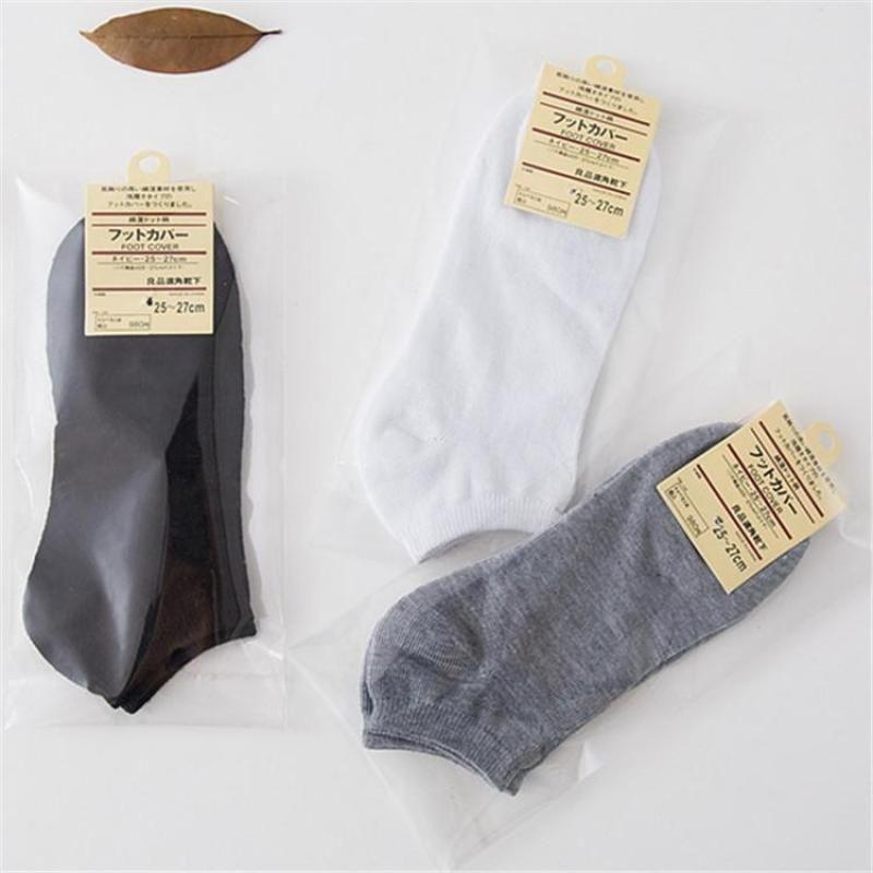 Comfortable Men's Summer Cotton Black Invisible Boat Socks Breathable Thin White Ins