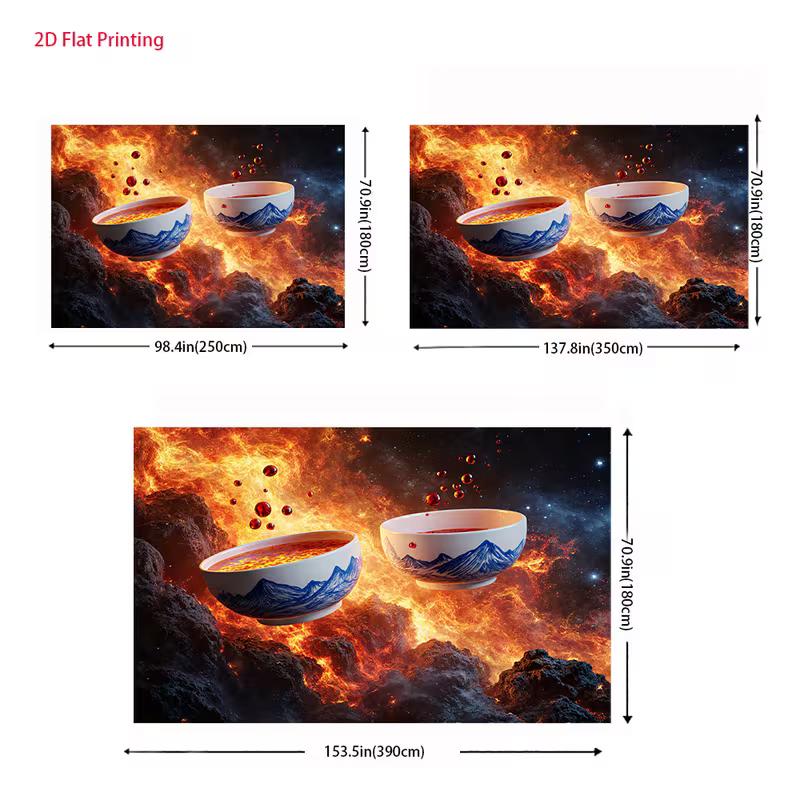 2D Fiery Lava Flow Bowl Backdrop Volcano Theme Photography Background for Parties