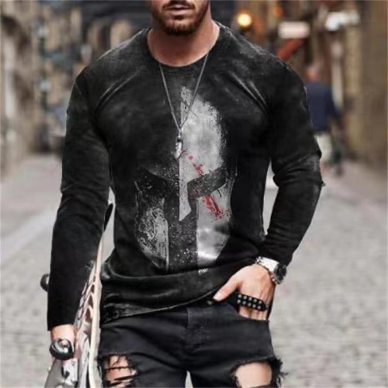 Spring Vintage Print Men T-Shirts Samurai Pattern Knights Templar 3D Tees Top Streetwear Autumn Long Sleeve Oversized Women Pullover