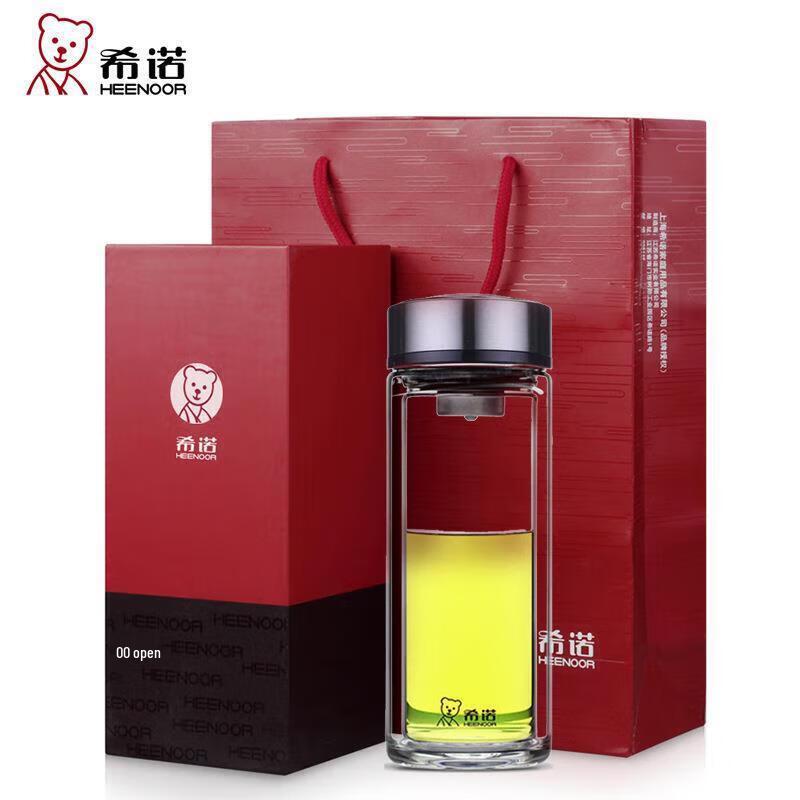 Heenoor Double-Walled Borosilicate Glass Tea Bottle