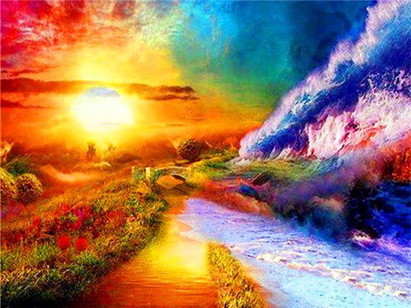 Diamond Art Painting Sunset Seaside Landscape Full Square/round Embroidery Mosaic Flower Scenery Cross Stitch Home Decor