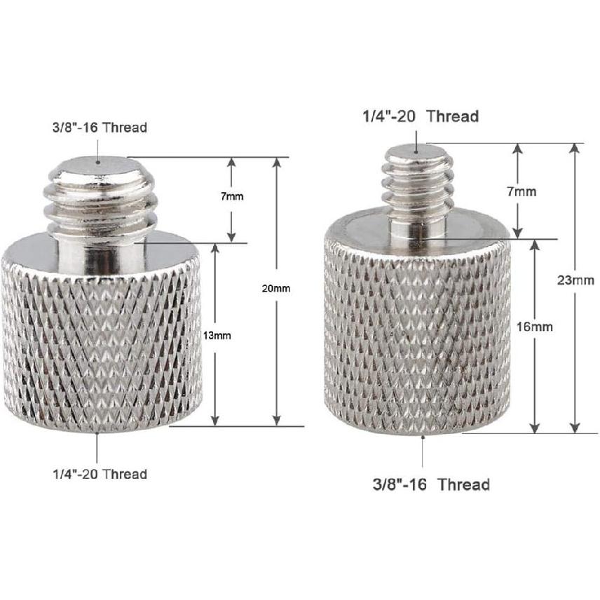 Adaptateur de vis CAMVATE 1/4" Femelle vers 3/8" Mâle et 3/8"-16 Femelle vers 1/4"-20 Mâle pour Trépied et Appareil Photo et Plaque/Adaptateur Rapide Laiton - 0910