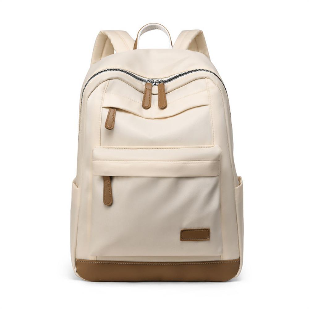 

Nylon Quilted Travel Shoulder Bag Large Capacity Student School Bag Women s Backpack Hiking бежевый