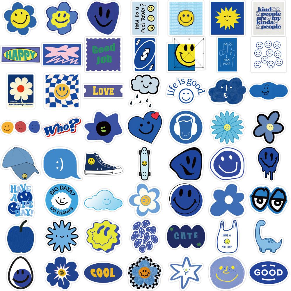 

59 Blue Smile Graffiti Stickers Decorate Guitar Suitcase DIY Creative Waterproof Explosive Style