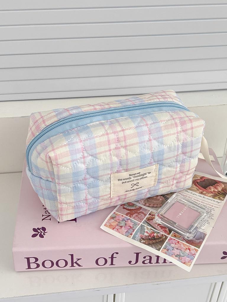 Flower Contrast Color Female Bow Cosmetic Bags Large Capacity Sweet Bow Women's Makeup Case Heart Quilting Clutch Handbags