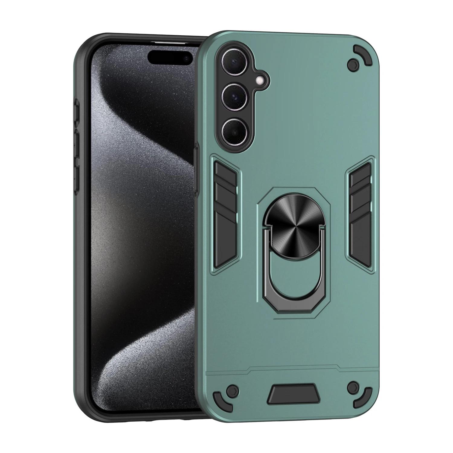 

Противоударный чехол Armor для Samsung Galaxy A56 A36 A26 A16 5G A06 A15 A25 A35 A55 A05S A14 A24 A54 A34 Защитная крышка с кольцом-подставкой Galaxy A14 зелёный