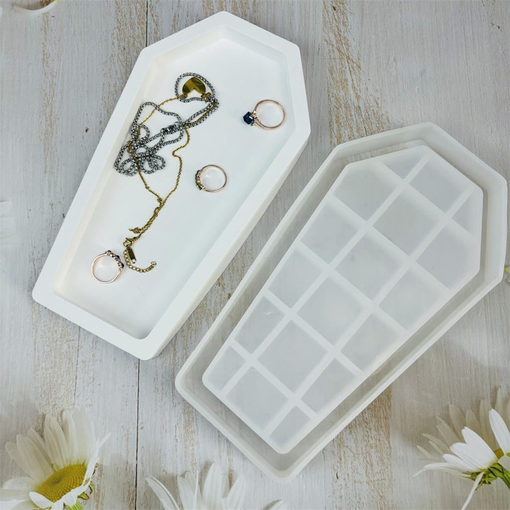 Coffin Shaped Resin Case Molds Resin Tray Molds for DIY Craft Jewelry Tray Jewelry Display Holder Earrings Tray