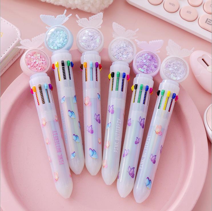 

Student Cartoon Style Ballpoint Pens 1ml Ink Capacity Assorted Designs with Butterfly Pattern Random Distribution for Writing and Drawing Use One Size білий