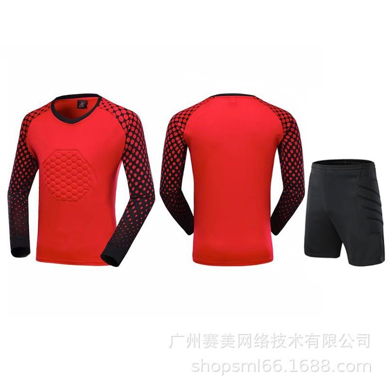 Football Goalkeeper Uniform Set Adult Children Long-sleeved Sponge Pads Match Training Jersey