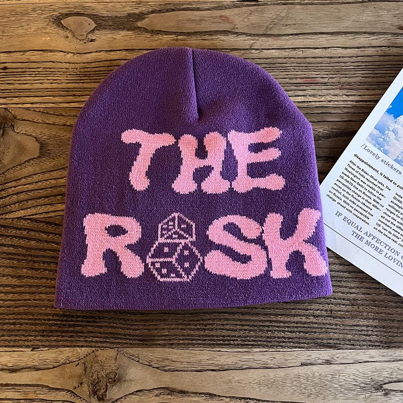 Deep Customization Puff Print Knitted Winter Cap Warm Knit Jacquard Ski Cuffless Punk Style Business Beanie Hats Common High