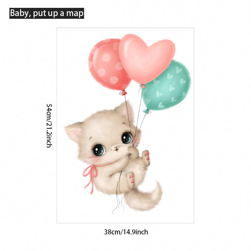 1Pc Hand-Paint With Balloons Cats Wall Stickers For Children Room Kids Room Decor Wall Decals Bedroom Home Decoration