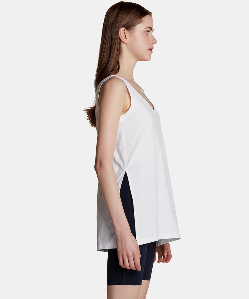 Tesla Sleeveless UV Stretch Recycled Outdoor Casual Size Women's T-Shirt, Sweat-Wicking, Quick-Drying, Protection, V-Neck, Slit, Cover-Up Top,