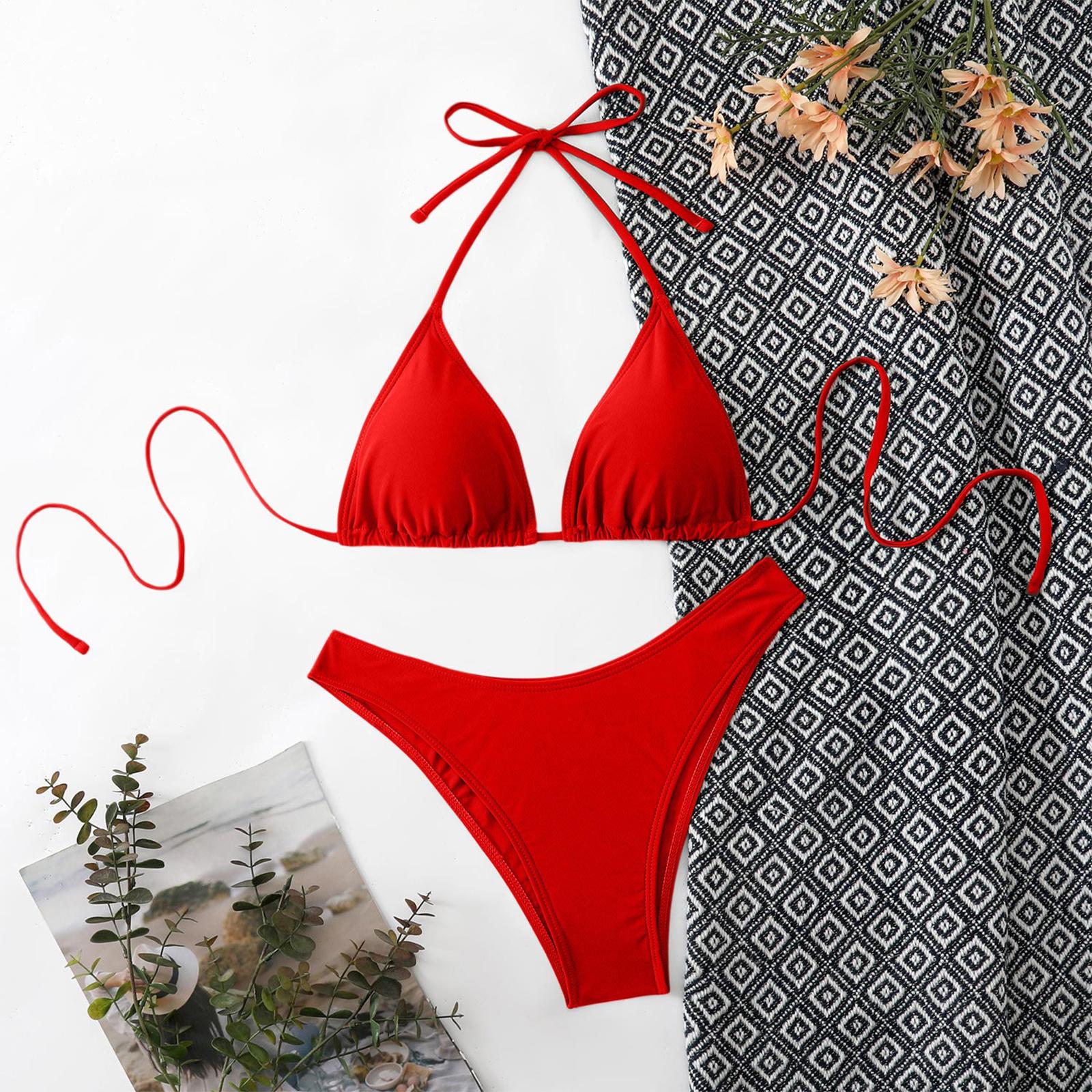 

Women s Two-piece Bikini Swimsuit/sports Swimwear L червоний