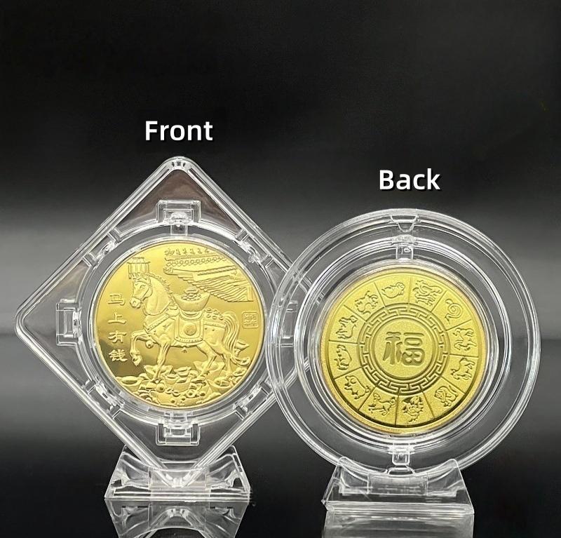 Gedenkmedaille Jahr des Pferdes 2026 Tierkreiszeichen Pferd Souvenirmünze Heimdekoration Ornament Metallhandwerk Veranstaltungs-Souvenir Geschenk