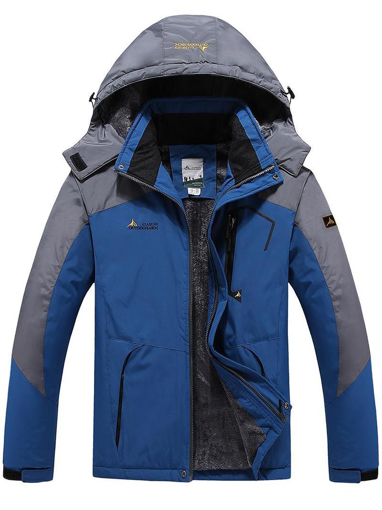 Men's Winter Windproof Fleece-Lined Cotton Jacket - Thickened Outerwear for Outdoor Cold-Weather Protection