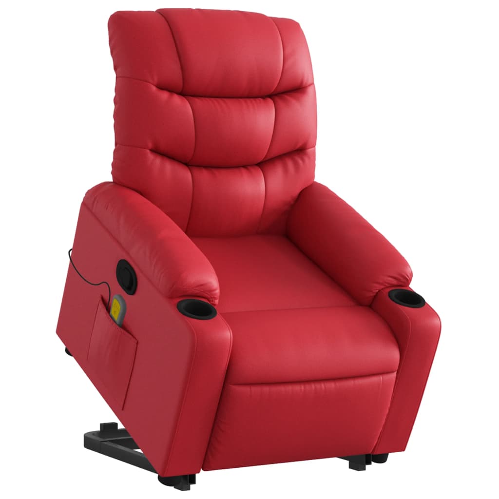 Vidaxl Lift Recliner Massage Chair, Reclining, Red, Eco-leather