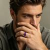 Fashion Men's Stainless Steel Rings Violet Gradient Purple Nebula Inlay Ring for Men Jewelry Suitable for Daily Wear, Non-Fade