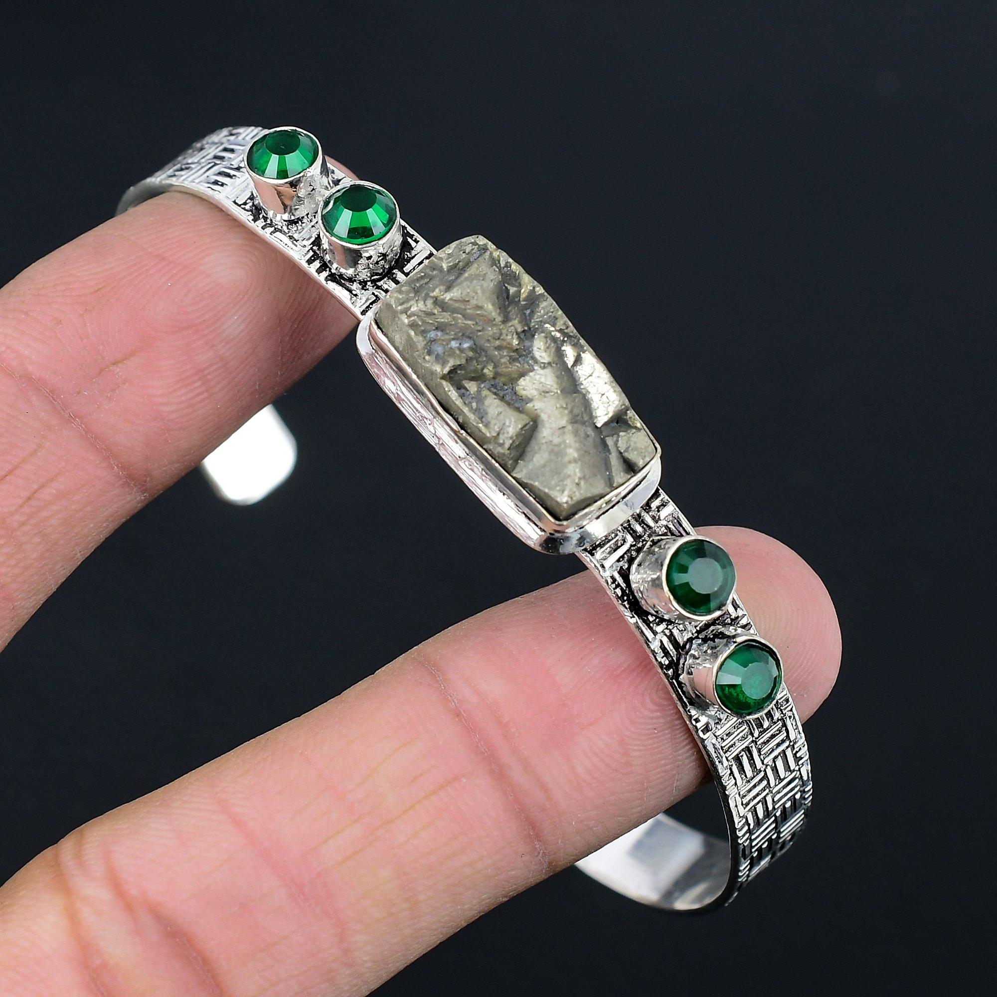 

Юбилейный подарок для нее Натуральный пирит друза браслет регулируемый серебро 925 пробы Adjustable