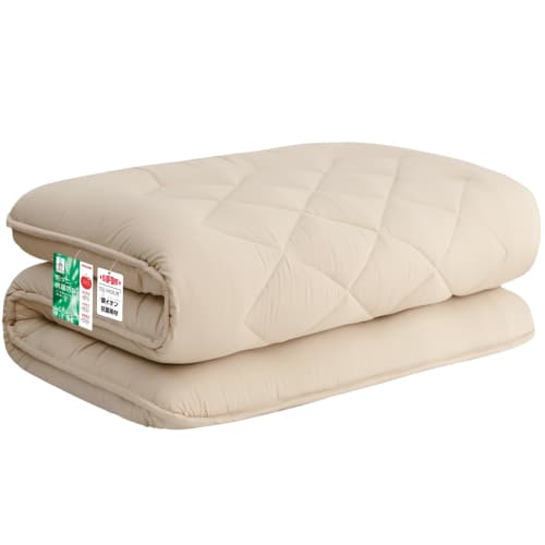 Extra-thick 10cm five-layer semi-double futon mattress pad with TEIJIN Mighty Top filling. Antibacterial, odor-resistant, mildew-resistant, dust mite-