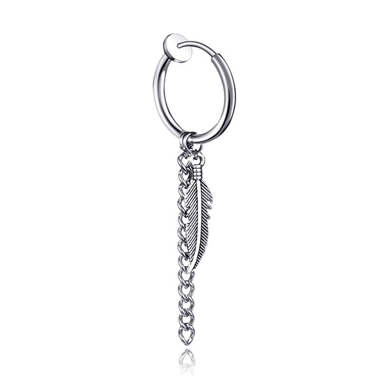 Unisex Fake Piercing Titanium Stud Earrings - No Hole Ear Clips, Trendy Korean Style