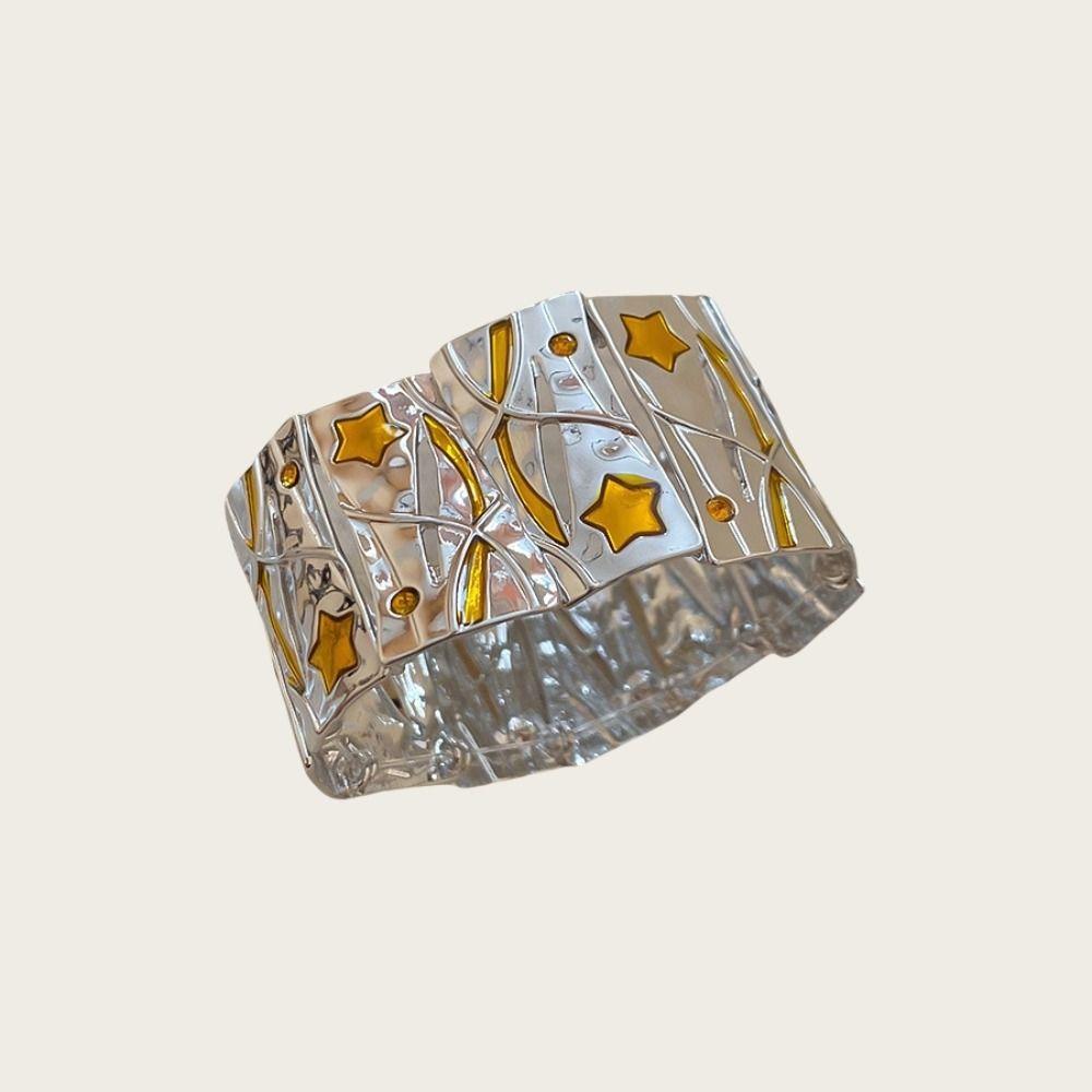 Blue/Yellow Star Zinc Zinc Alloy Bracelet Hand Ring Women's Hand Bracelet Elastic Square Star Bangle  Girl