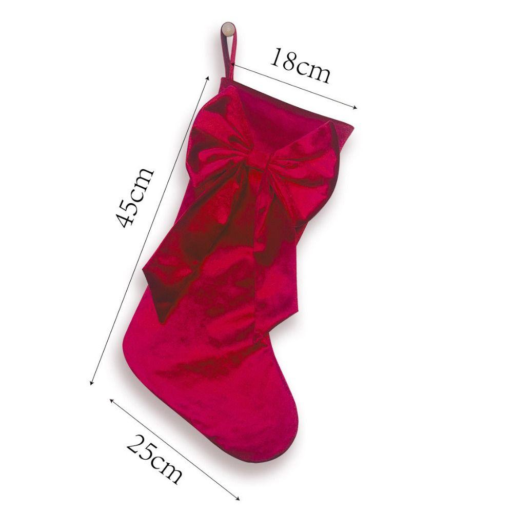 Bowknot Christmas Stockings Large Capacity Hanging Decoration Candy Bag  Christmas Tree Decoration
