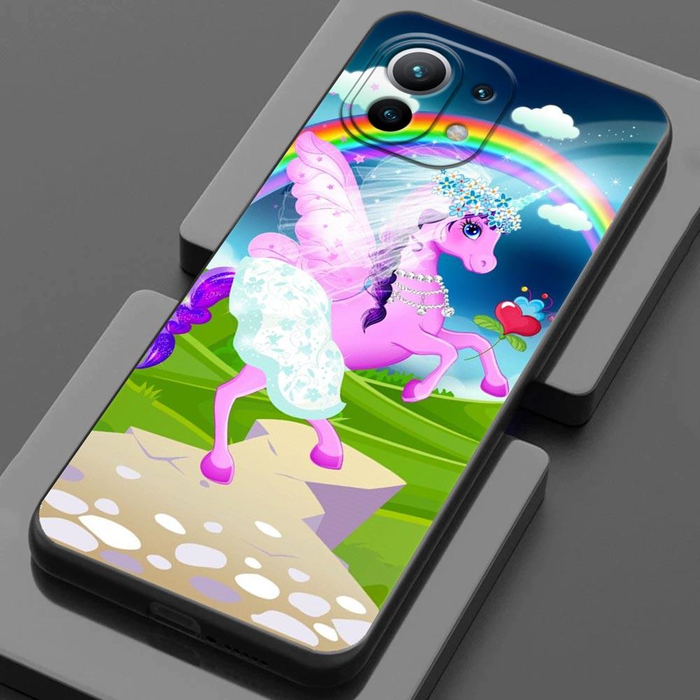 Handyhülle für Xiaomi Mi 11 Lite 5G NE 11i 11X 11T 12 Pro Poco F1 F3 X3 GT X4 NFC Pro Hüllen Cover Cartoon Regenbogen Einhorn Tier