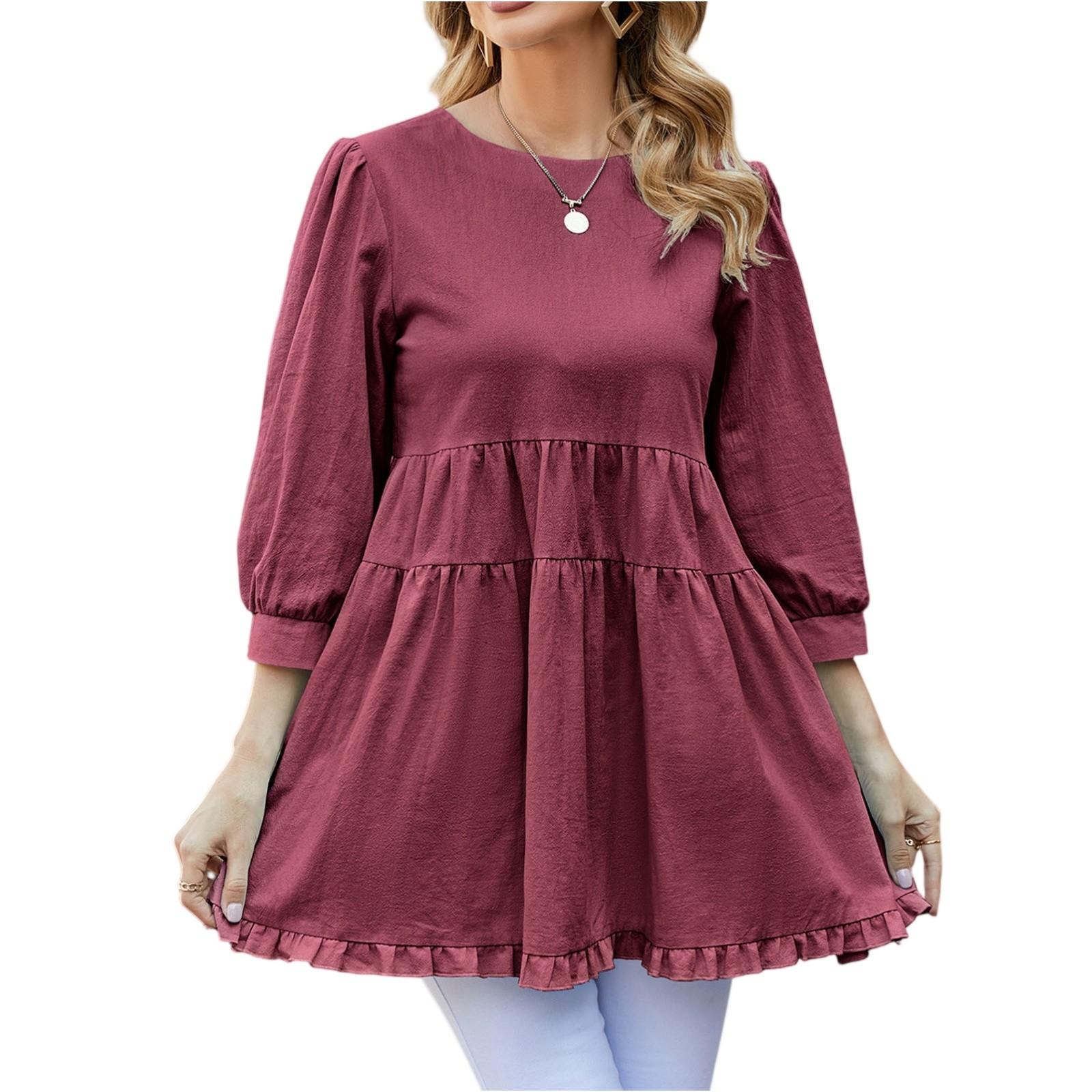 

Женское повседневное платье с завышенной талией, рукавом три четверти, круглым вырезом, элегантное кукольное платье XL