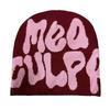 Mea Culpa Trendy Letter Print Beanies Knit  Hat Streetwear Cap Outfit Women Girl