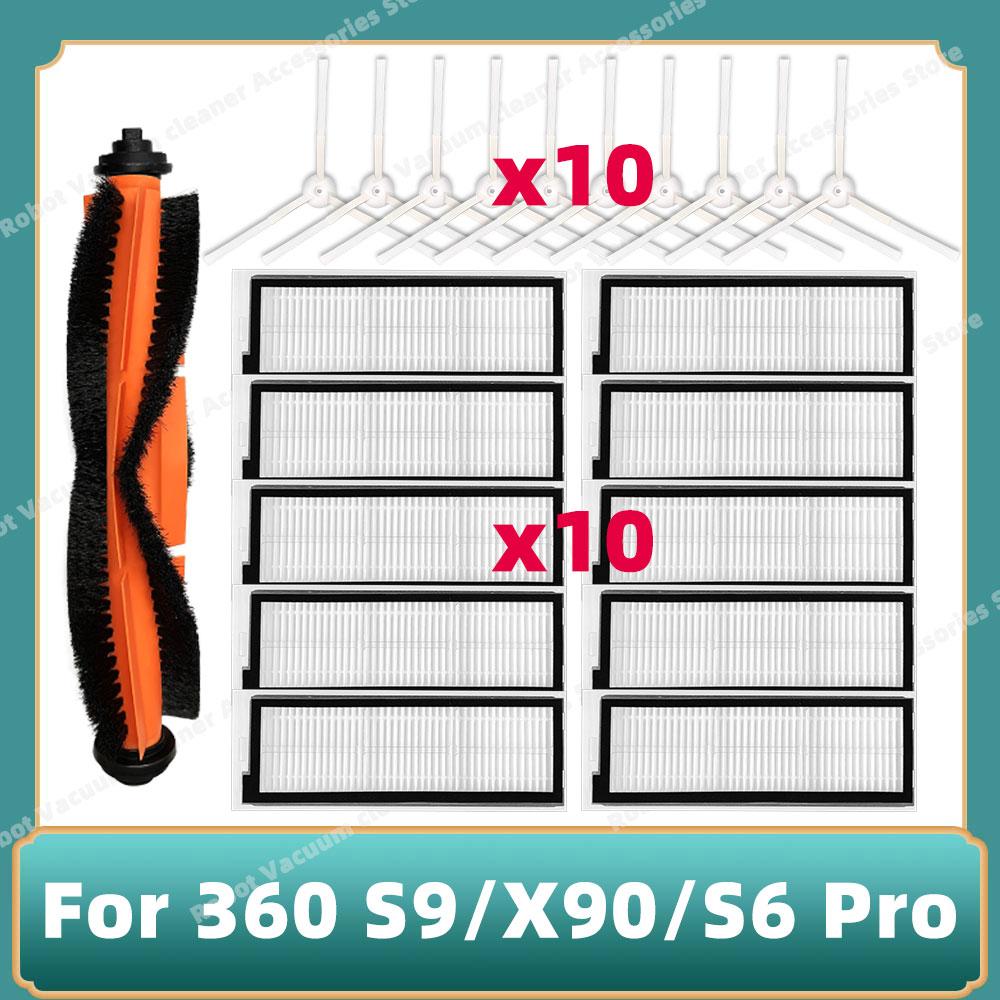 For 360 S9 S6 Pro X90 X95 Robotic Vacuum Cleaner HEPA Filter Roll Main Brush Side Brush Mop Cloth Rag  Spare Parts Accessories