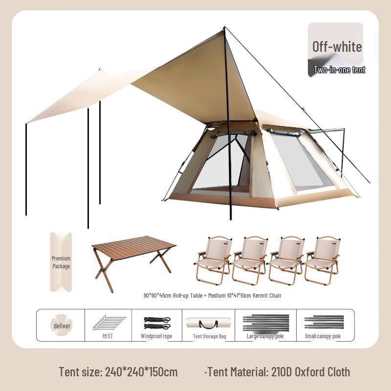 2-in-1 Quick-Open Folding Outdoor Camping Tent & Canopy