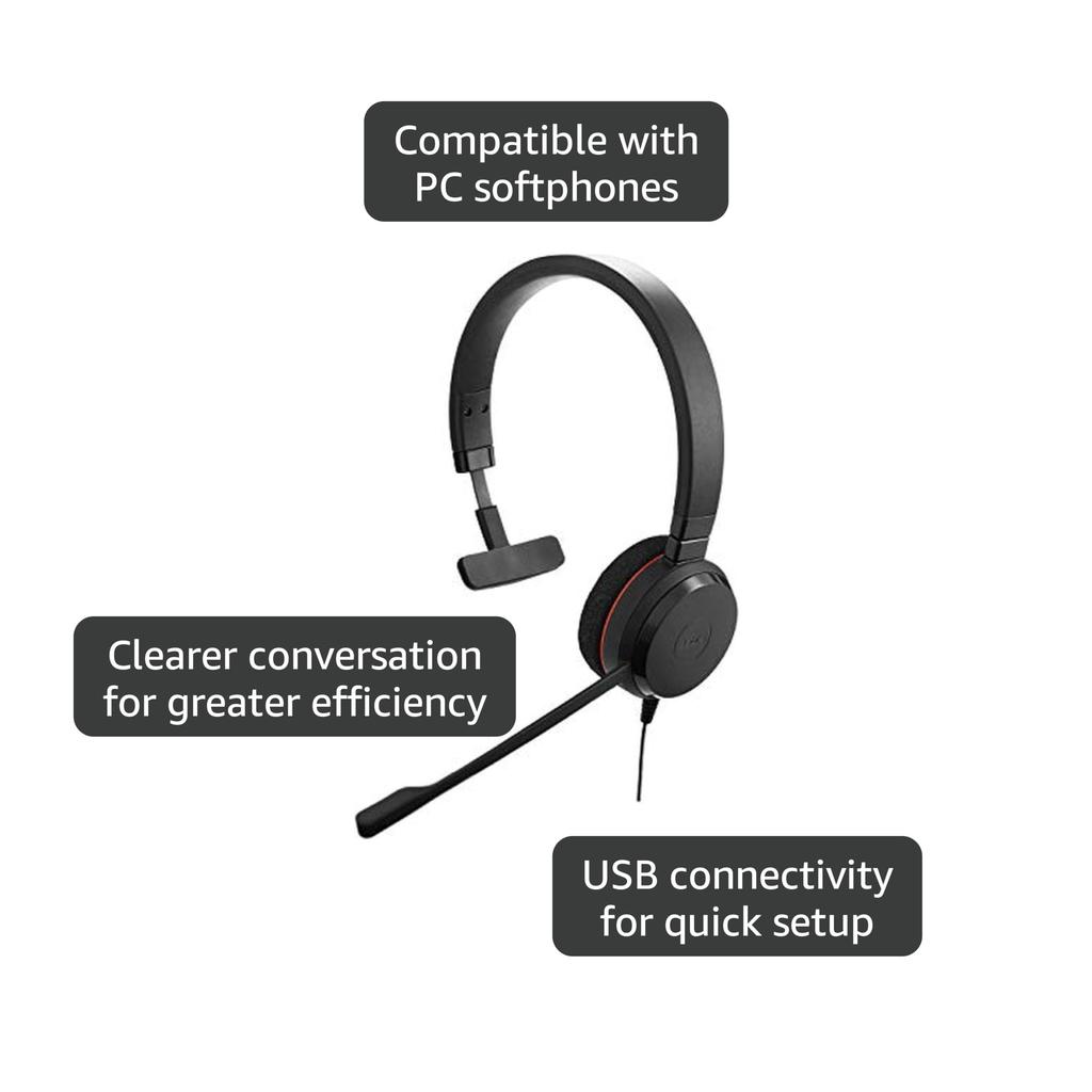 GN Audio Japan Jabra PC Mono Headset, Microsoft Lync Certified, "Jabra EVOLVE 20 MS Mono" 4993-823-109