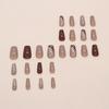 Fine flash rhombus milk coffee brown early spring temperament white versatile ins European and American style removable manicure 24 pieces