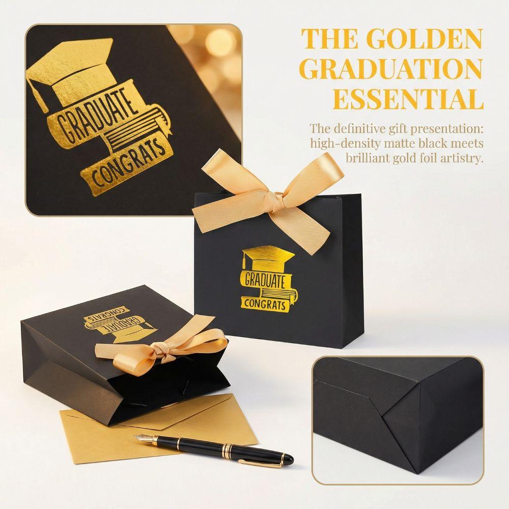 10Pcs Black Graduation Candy Box Gilded Pattern Graduation Gift Box  High-School Graduation