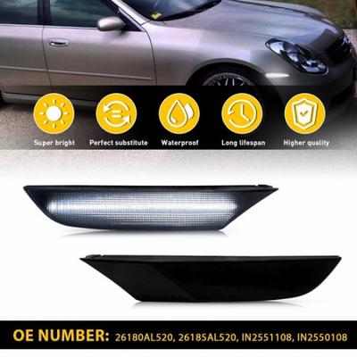 Smoked White Front LED Side Marker Light for 2003-2006 Infiniti G35 Sedan 4-door