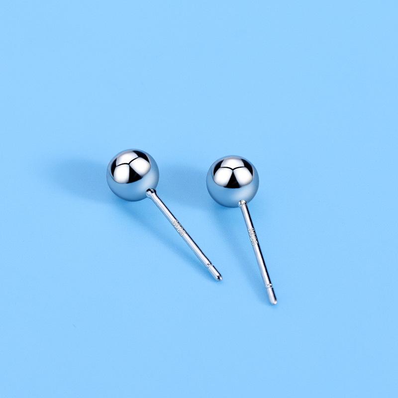 Student Women's Simple Handmade Glossy Round Bead Earrings