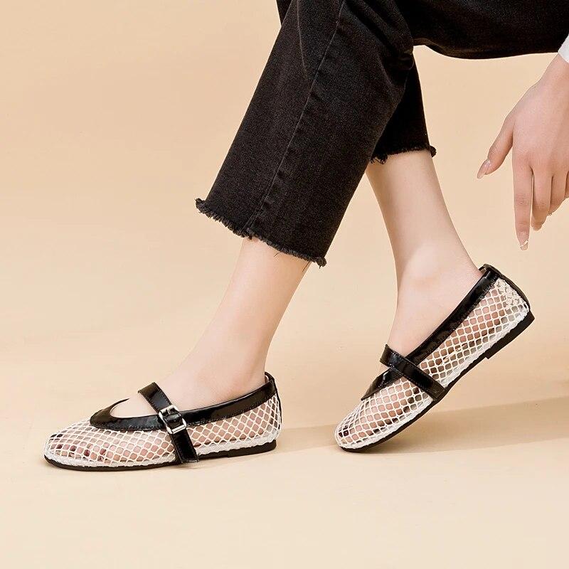 Sandales femme maille plate sandales femme taille maille printemps été chaussures femmes