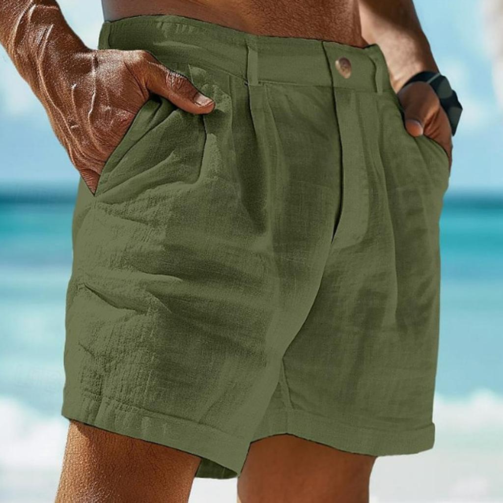 Men's Casual Shorts With Comfortable Lightweight Button Pockets And Monochrome Beach Shorts