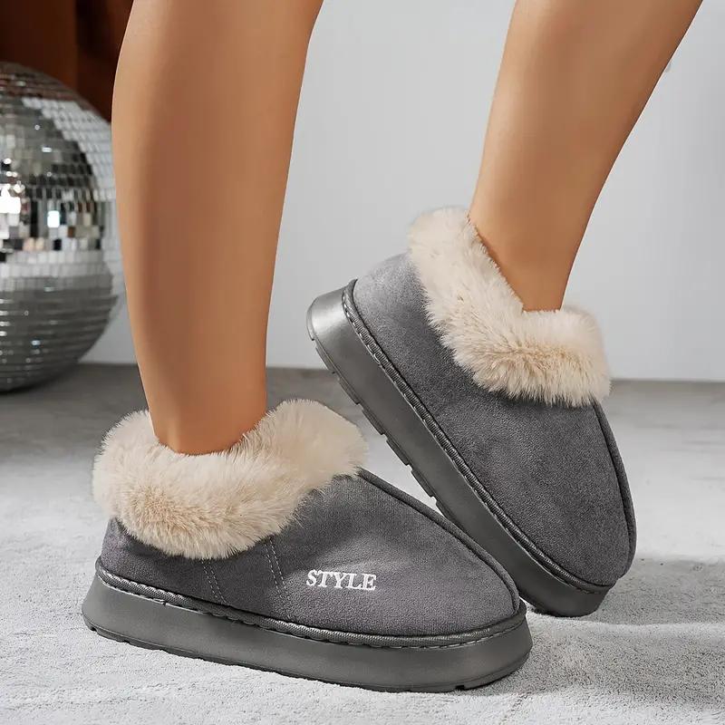 Indoor Winter Fashion Minimalist Home Comfortable Nonslip Warm Soft Thicksoled Coldproof Thickened Plus Velvet Fluffy Slippers Short Boots