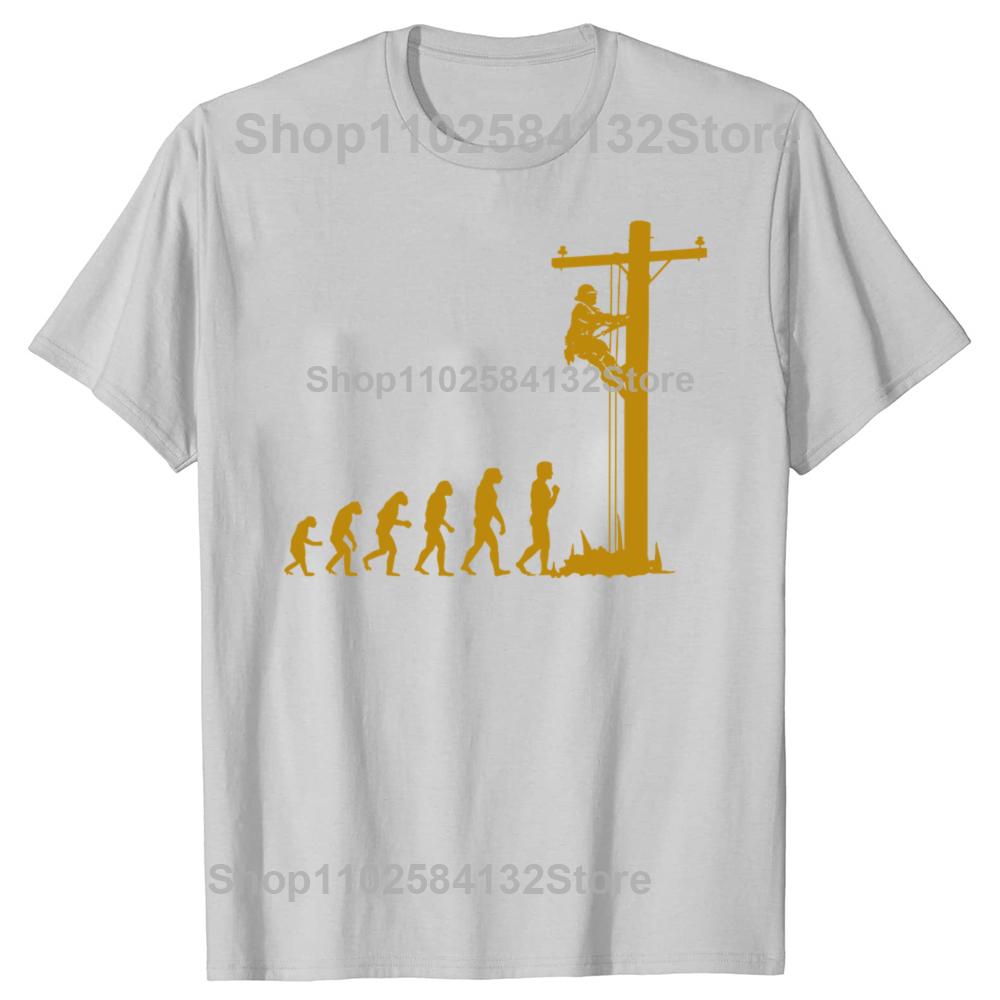 Lustige Einzigartige Evolution Von Freileitungsmonteur Elektriker Grafik T-Shirts Herren Mode Lässiges T-Shirt 100% Baumwolle Locker Übergroßes T-Shirt