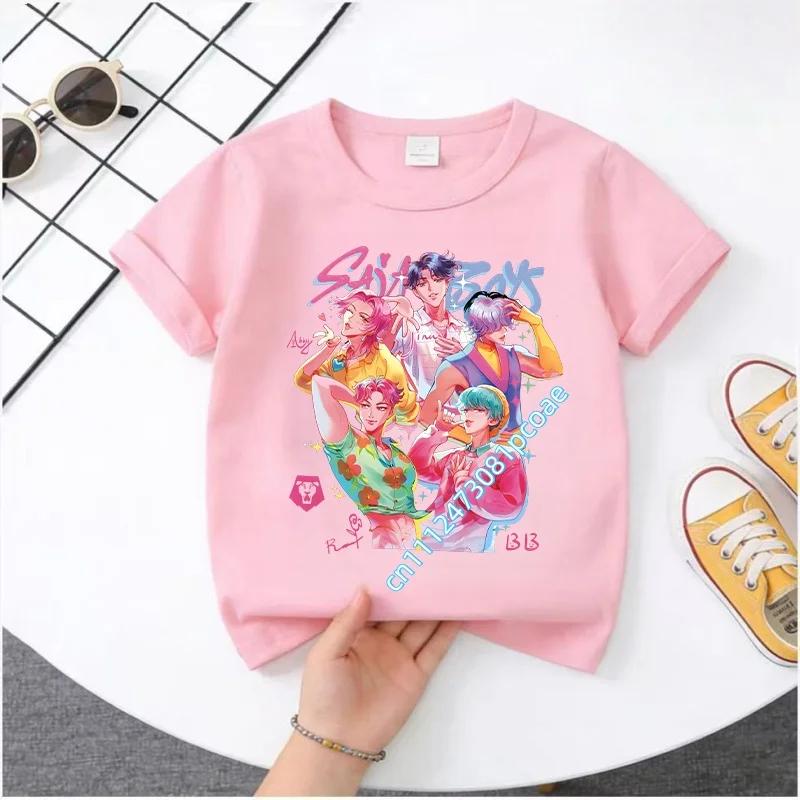 Summer Movie Soft Polyester KPop Demon Hunters Girl's T-Shirt Anime SAJA BOYS Short-sleeved Shirt Fashion Tee Parent-child Outfit